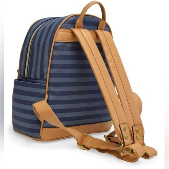 Adrienne Vittadini Blue & Natural Hayes Stripe Backpack, BNWT - Picture 3 of 13